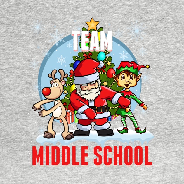 Team Middle School Santa Elf Reindeer Flossing Kid Christmas by johnbbmerch